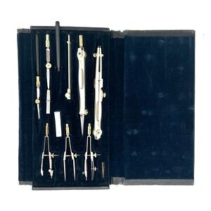 Vintage Schoeffner Germany Drafting Compass Set Precision Drawing 7 Tools Case